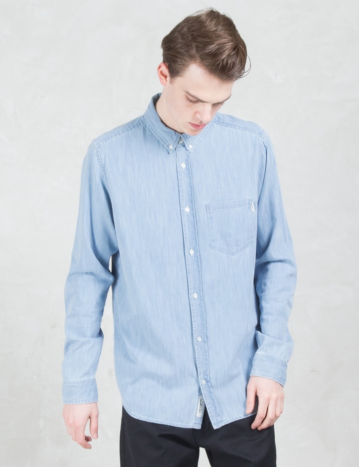 Stone Bleached 5.8oz Civil L/S Denim Shirt Placeholder Image