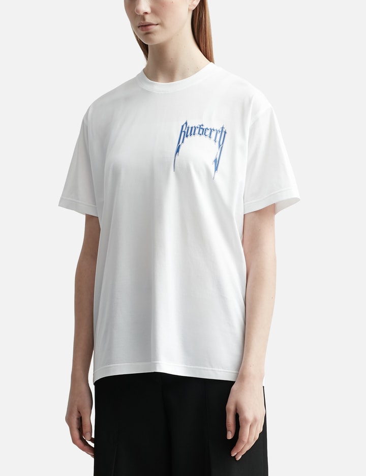 Shop Burberry Logo Print Cotton Oversized T-shirt In White