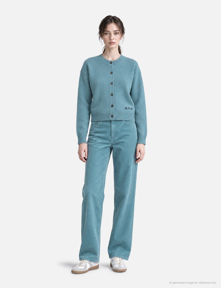 A.P.C. Cropped Grey-Blue Wool Cardigan