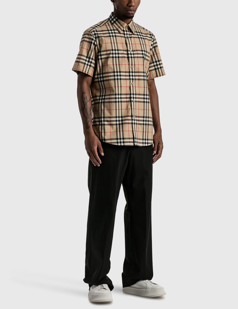 Short-sleeve Check Cotton Poplin Shirt 