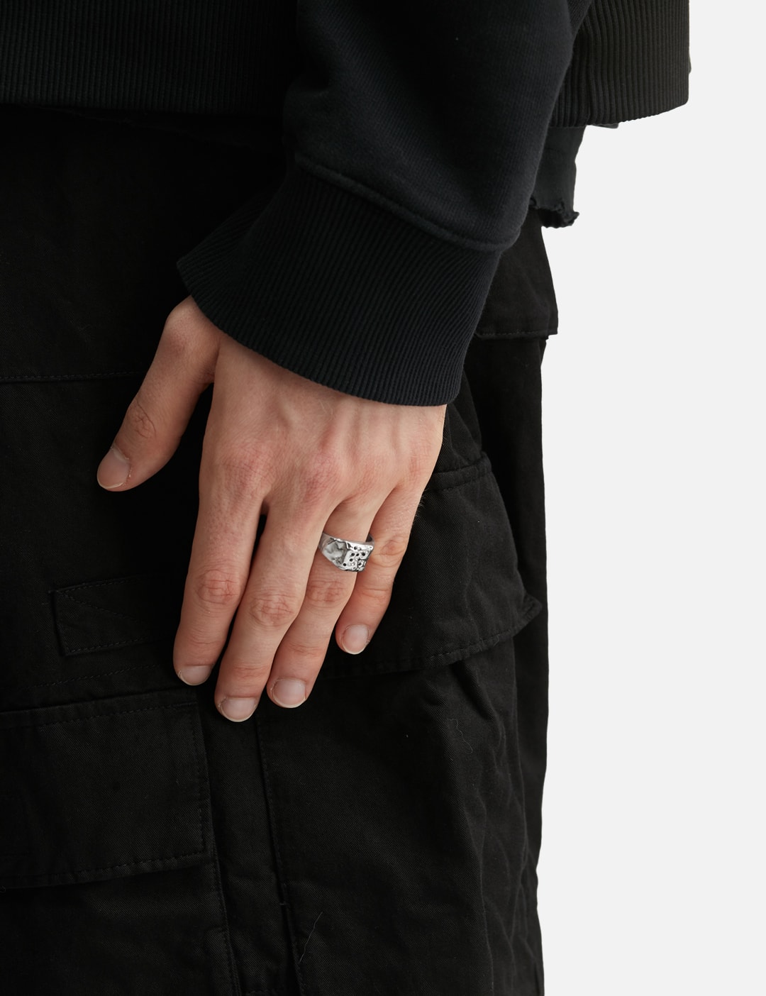 Matte Pinky Ring With Black Swarovski view 9