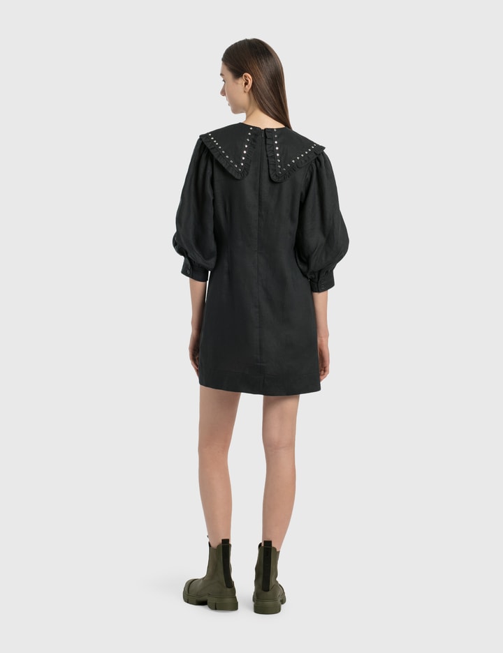 ganni silk linen dress Ganni Silk Linen Dress in Black
