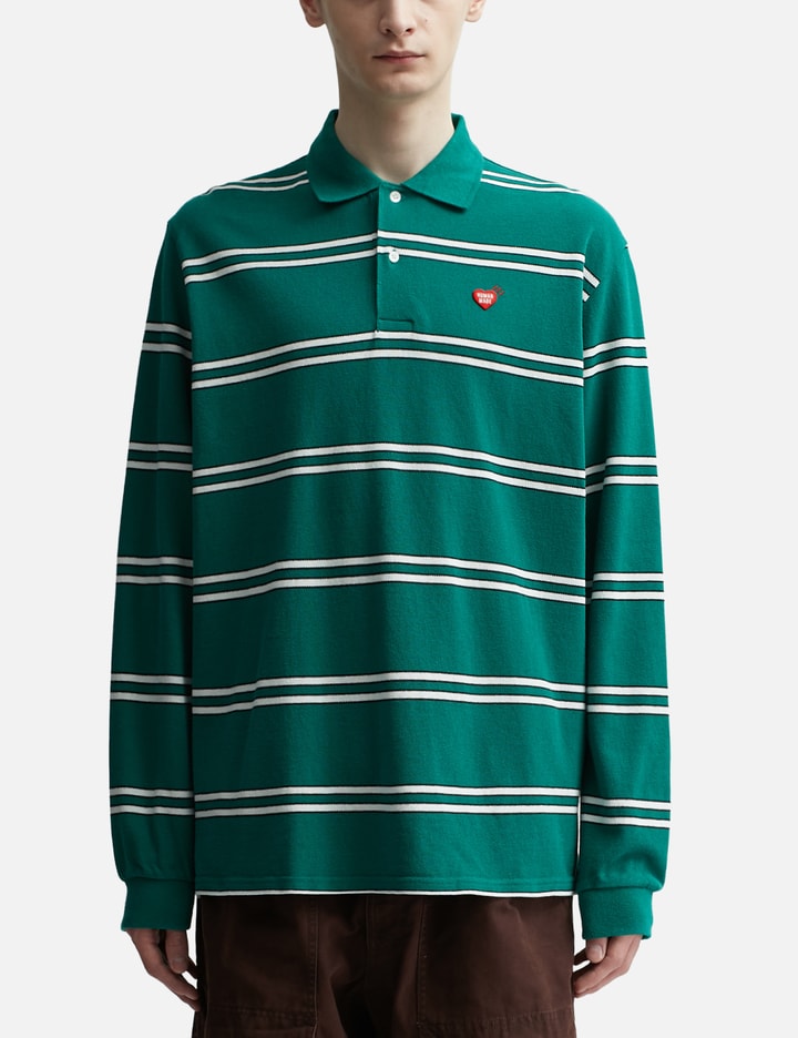 Shop Human Made Long Sleeve Polo Shirt In Green