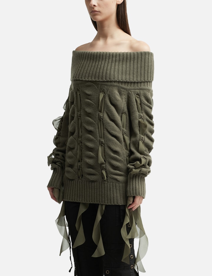 튈 디테일 오프 숄더 스웨터 Placeholder Image