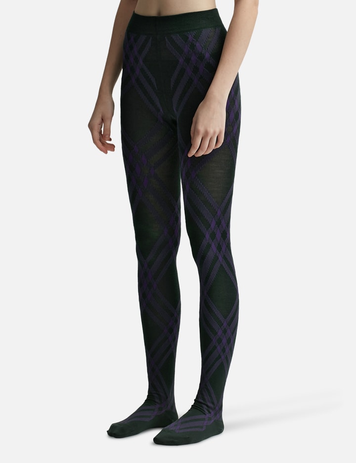 Shop Burberry Check Wool Blend Tights In Multicolor