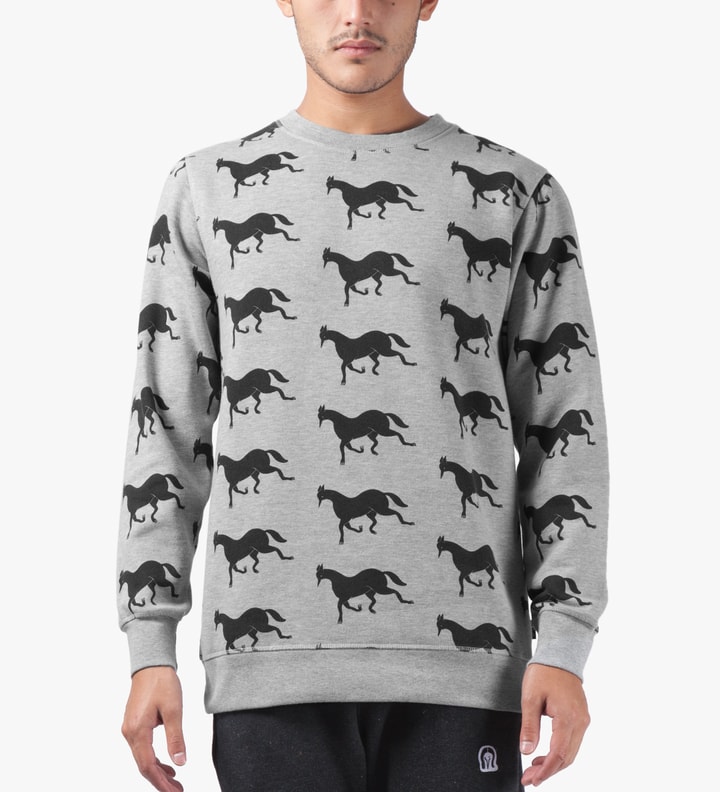 Heather Grey Downhill Horse Crewneck Sweater Placeholder Image