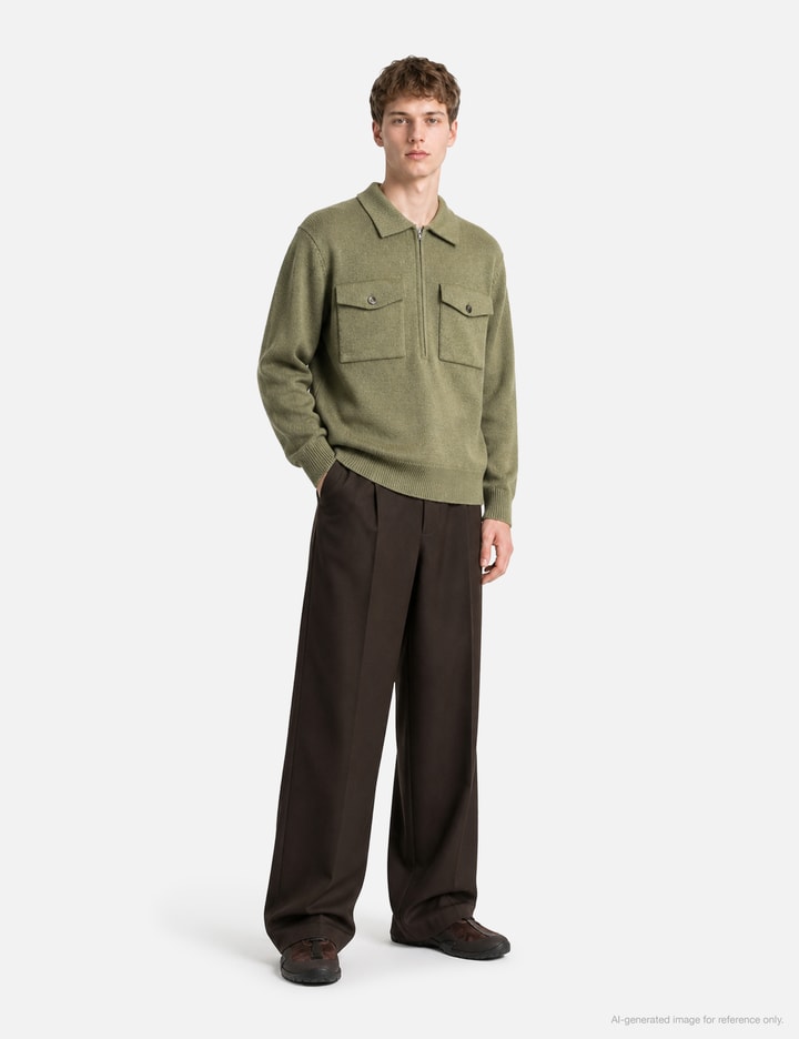 Moondal Pocket Collar Knit In Khaki