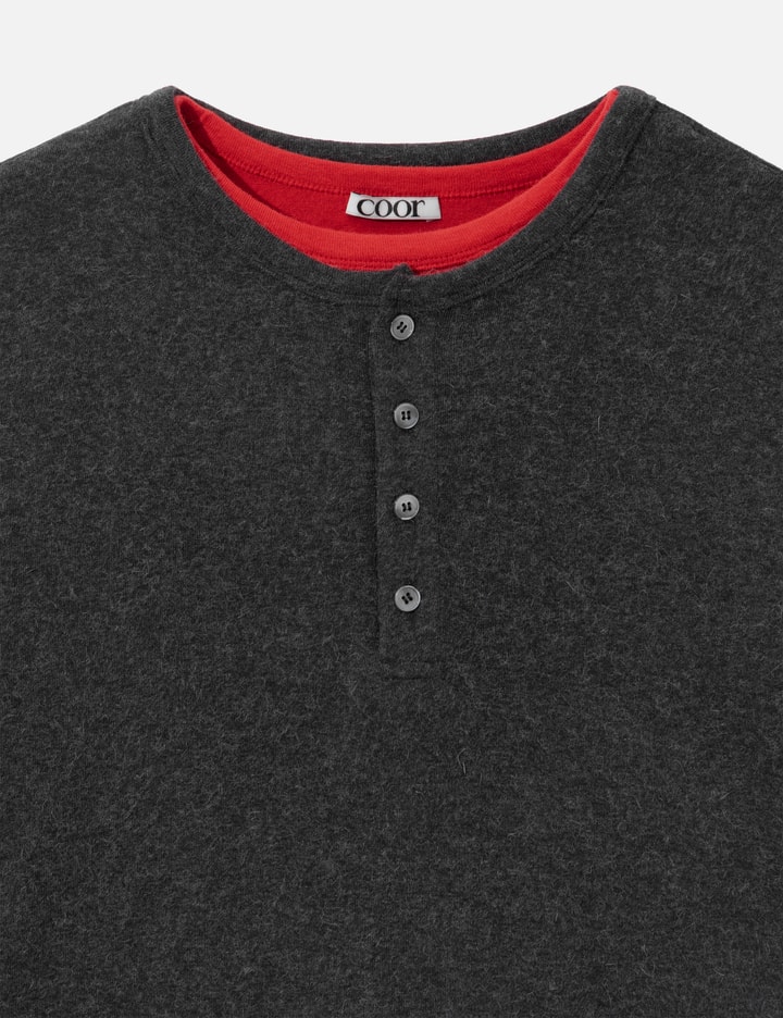 COOR Hairy Henley Neck Layered T-Shirt