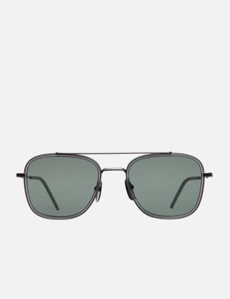 Thom Browne RECTANGULAR AVIATOR SUNGLASSES IN ACETATE AND TITANIUM