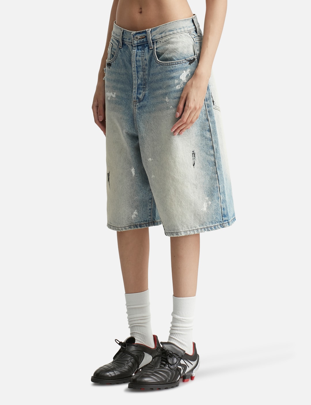 Dirty Mid Blue Baggy Shorts view 14