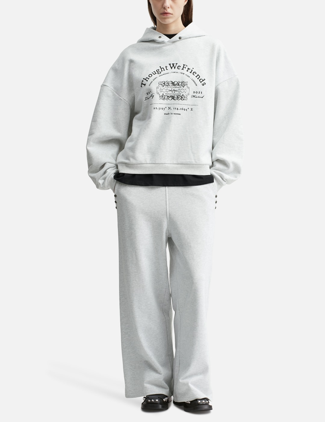 "Leon" Grey Studded Hoodie view 20