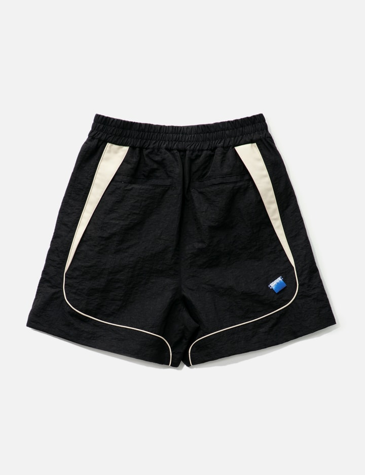 Shop Ader Error Faux Leather Accent Shorts In Black