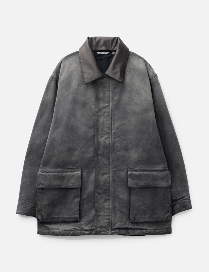 Leather-Trimmed Garment-Dyed Organic Cotton-Canvas Jacket Placeholder Image