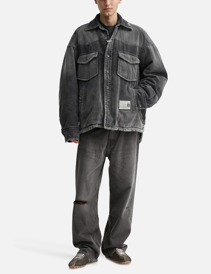 Miharayasuhiro Distressed Corduroy Puffer Shirt In Animal Print