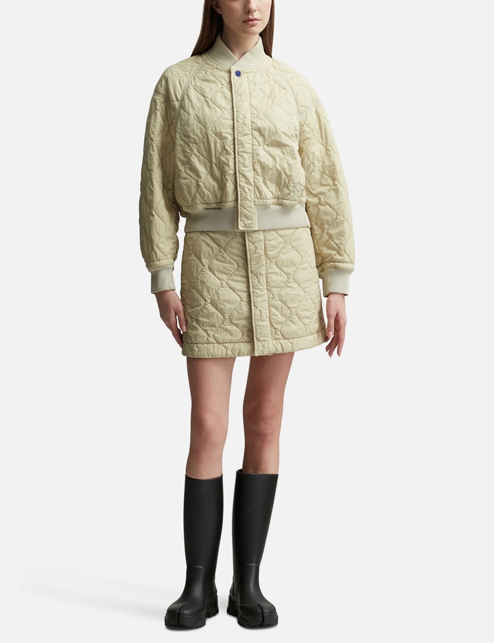 Shop Burberry Quilted Nylon Mini Skirt In Beige