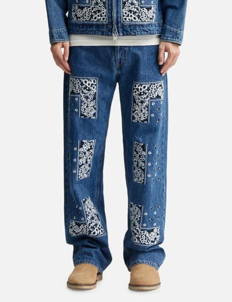Bandana Embroidery Denim Pants view 10