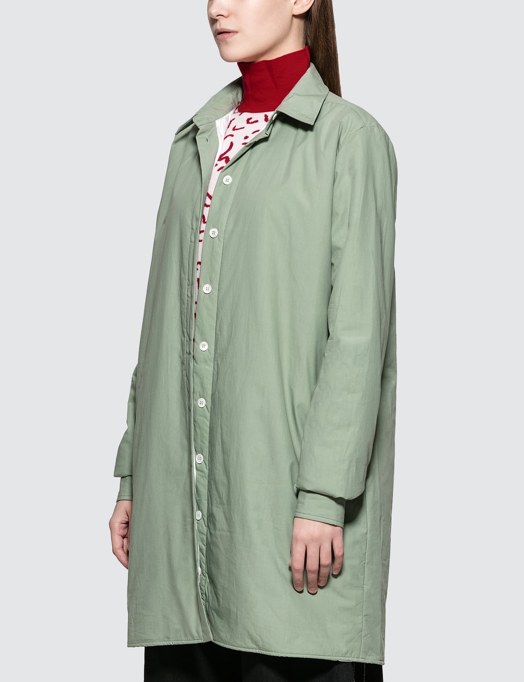 Lightly Padded Oversized Shirt With Slits view 8