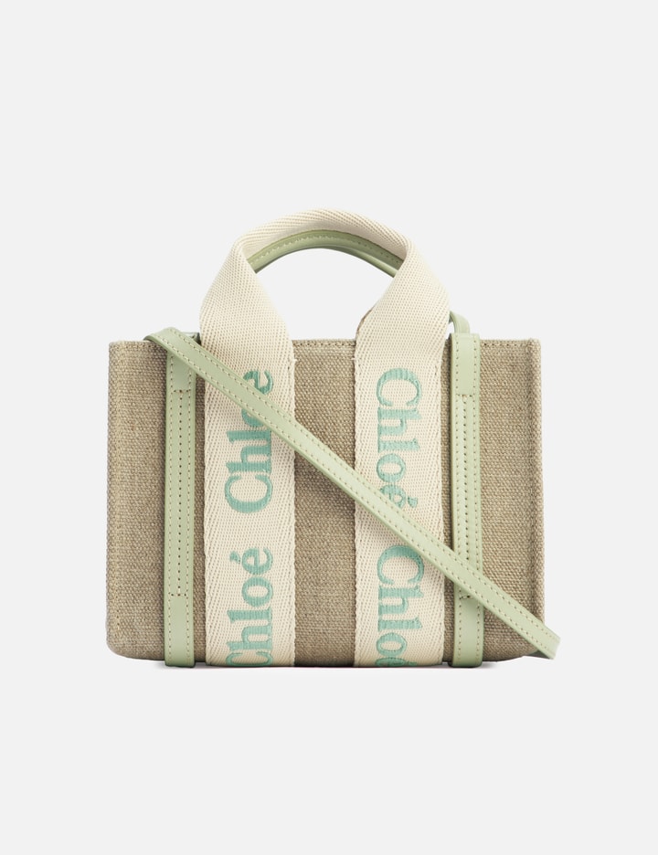 Mini Woody Tote Bag In Linen & Leather Placeholder Image