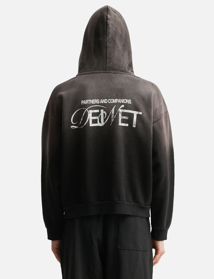 Deinet D Logo Washed Hood Zip-up In Black