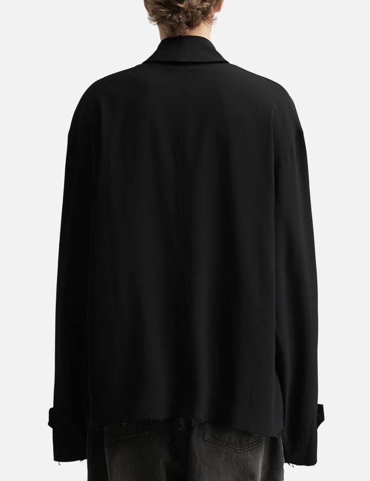Black Dissolved Cut Out Balmacaan Coat Placeholder Image