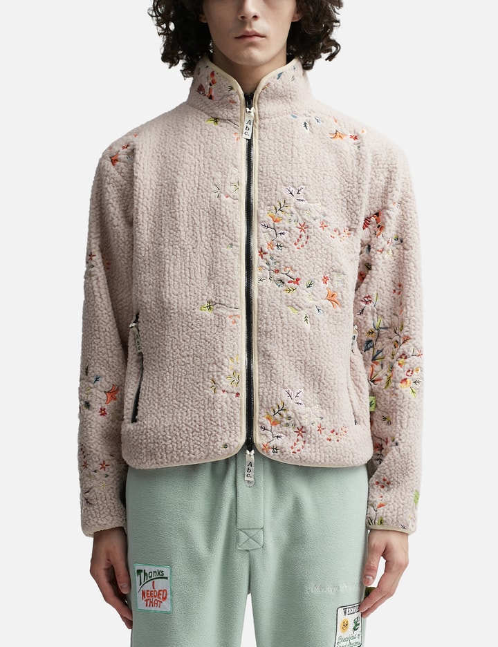 ABC. FLORAL EMBROIDERED FLEECE ZIP-UP Placeholder Image