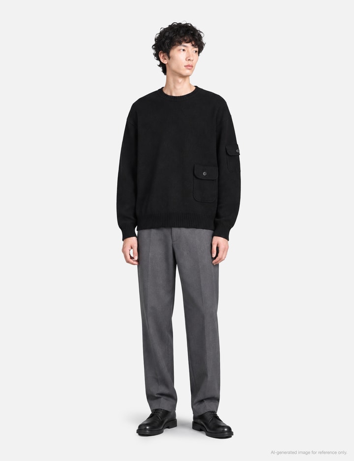 COOR Wool Cropped Pocket Crewneck Sweater
