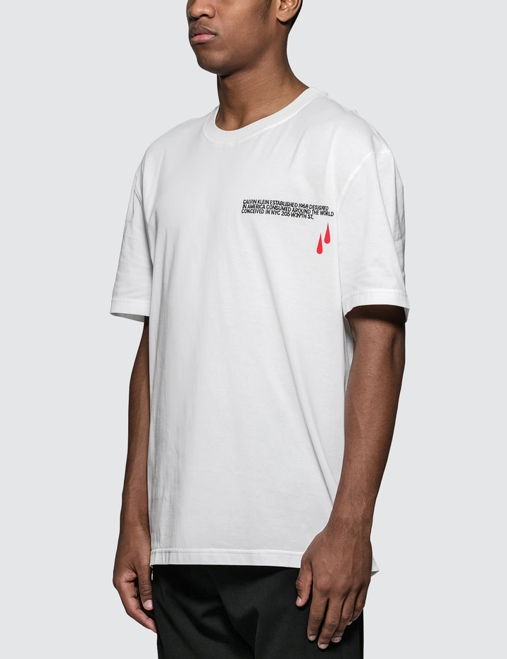Blood-drop logo print S/S T-Shirt in White Placeholder Image