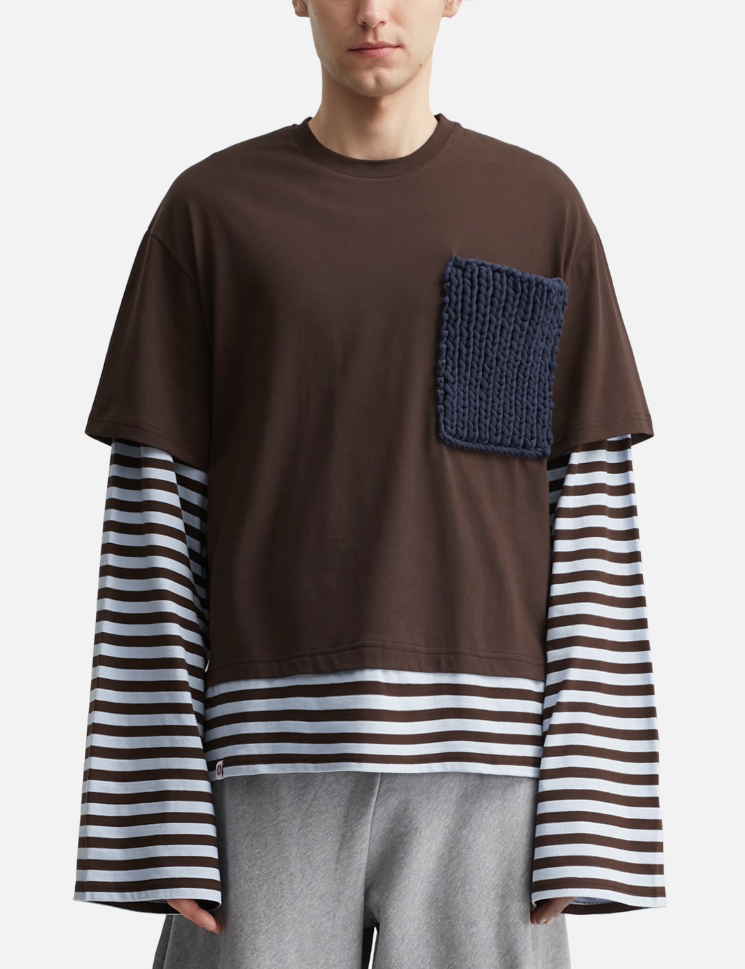 Long Sleeve 2-In-1 Tee With Knit Patch view 11