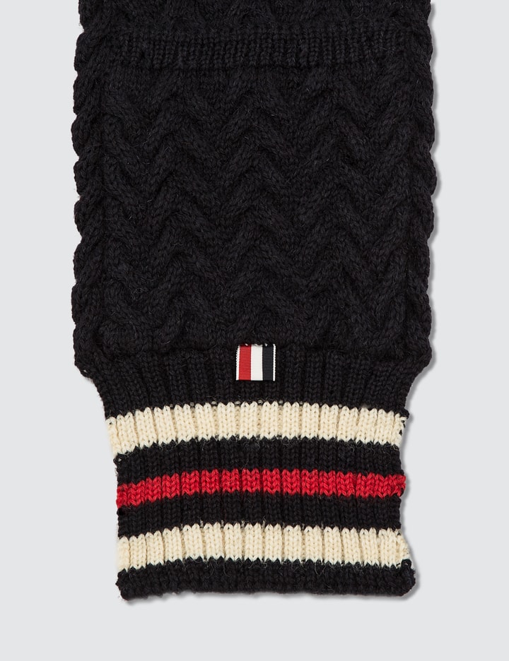 British Wool Pocket Scarf with Chevron Cable and RWB Cricket Stripe Placeholder Image