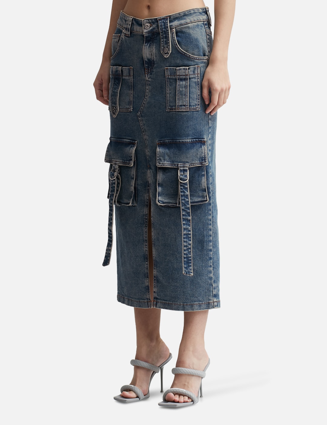 Cargo Denim Midi Skirt view 8