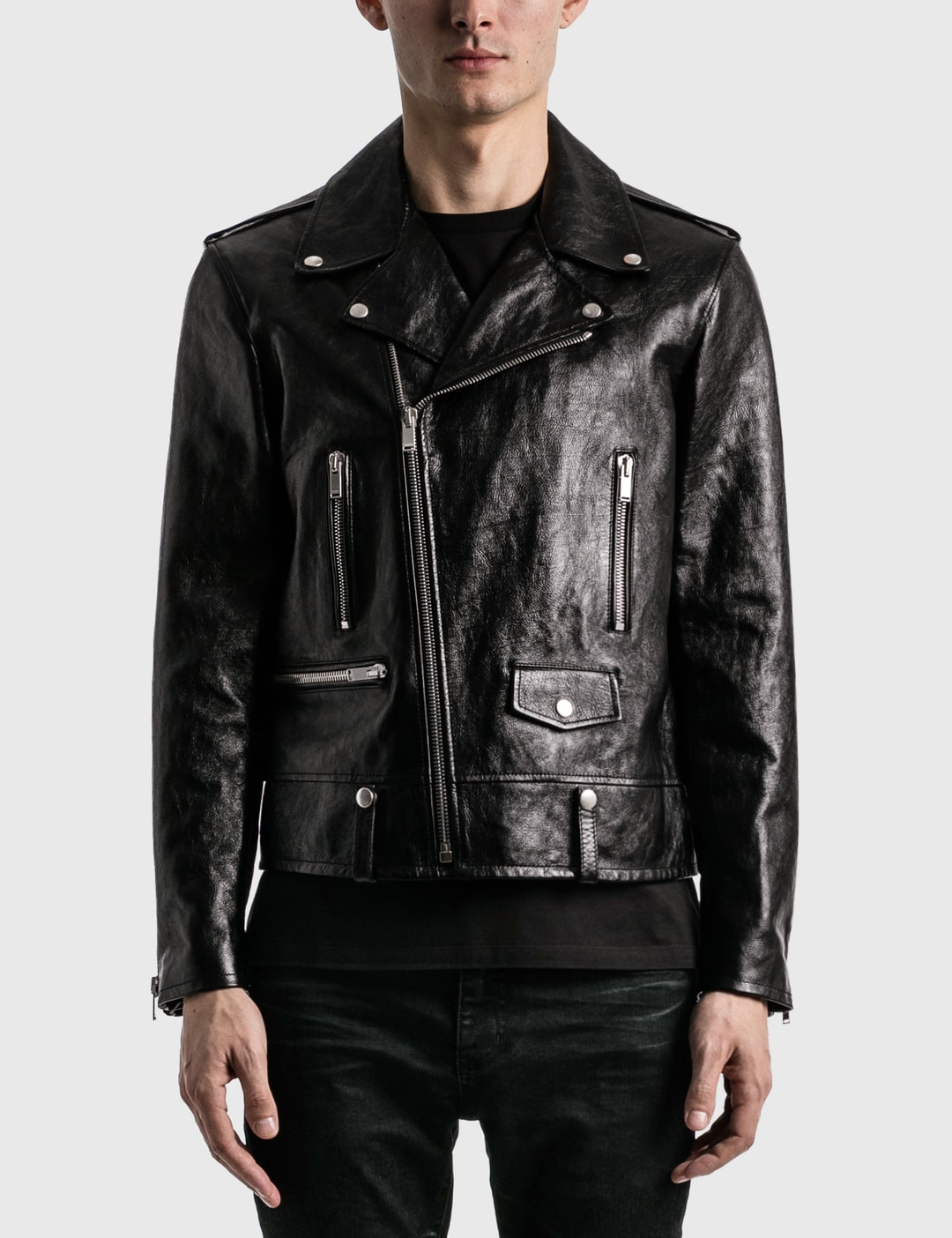 Saint Laurent Leather Biker Jacket HBX1