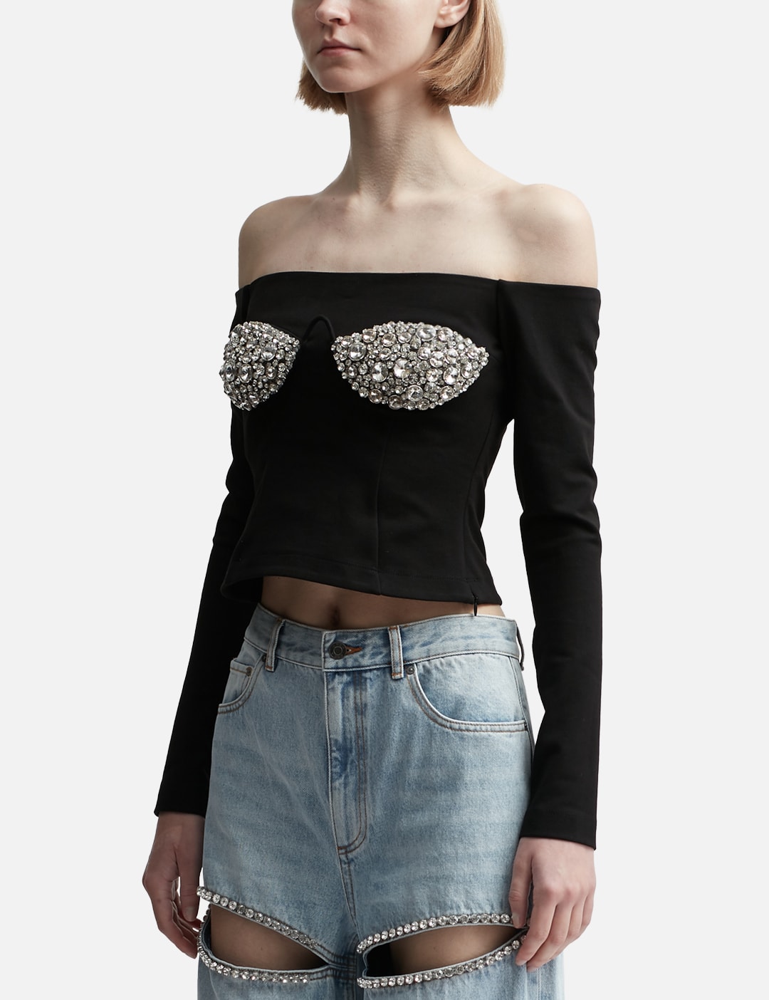 Embroidered Crystal Cup Long Sleeve Top view 14