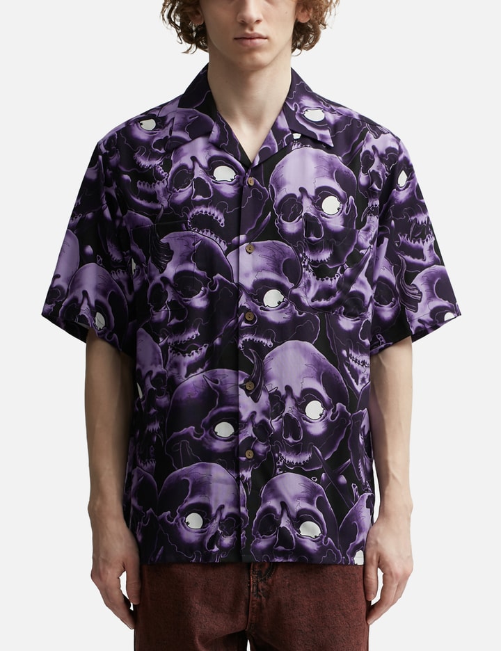 Shop Wacko Maria 56 Tattoo Studio Hawaiian Shirt (type-1) In Purple
