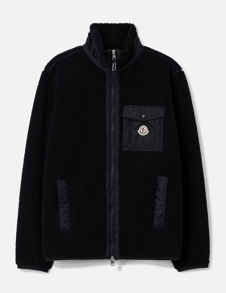 Moncler Teddy-effect Fleece Sweatshirt With Zip And Pocket In Black