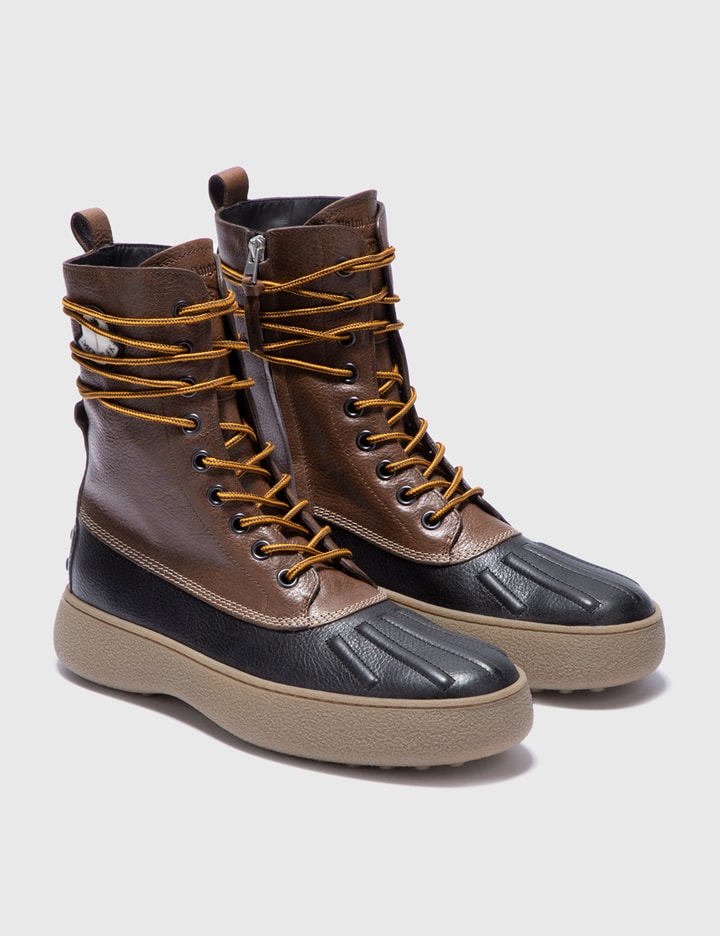 Shop Moncler Genius 8 Moncler Palm Angels Winter Gommino Mid Leather Boots In Brown