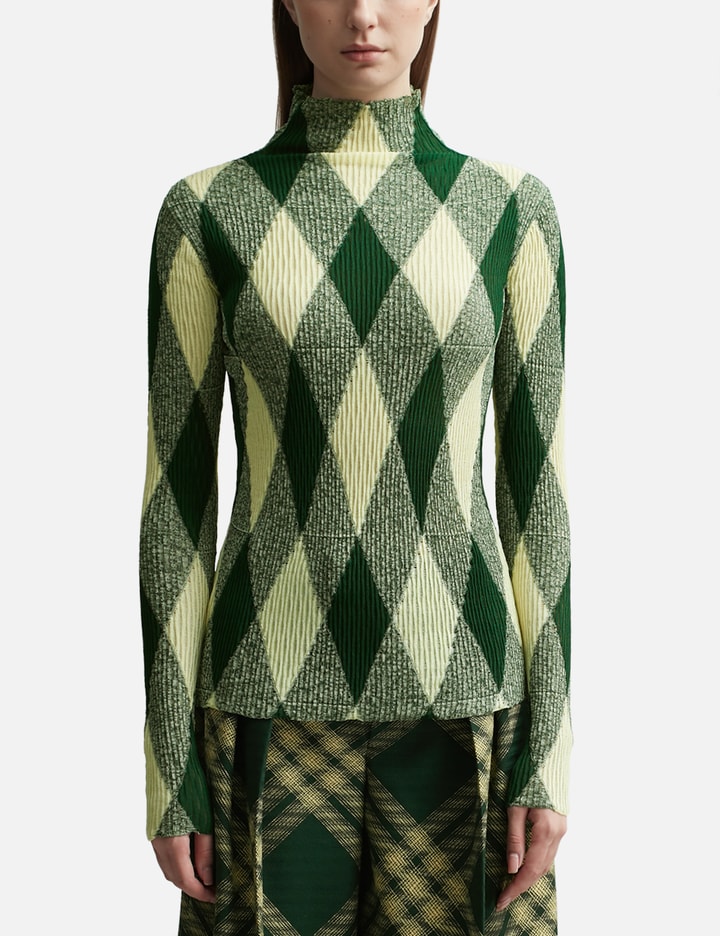 Shop Burberry Argyle Cotton Silk Sweater In Multicolor