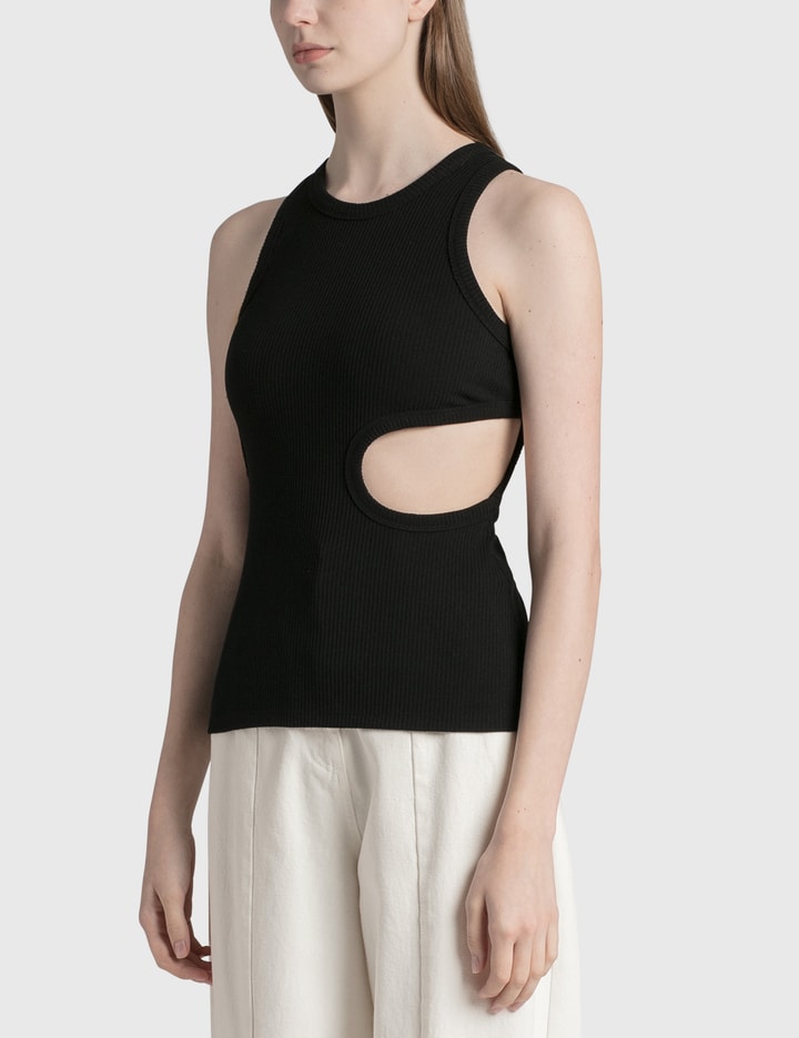 Circular Cut-Outs Sleeveless Jersey Top Placeholder Image