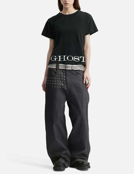 "Caspian" Ghost Fitted T-Shirt In Washed Black view 14