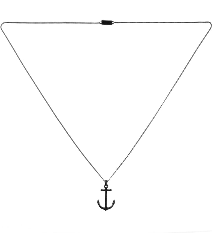 Matte Black Anchor Pendant with Matching Medium Cut Chain Necklace Placeholder Image