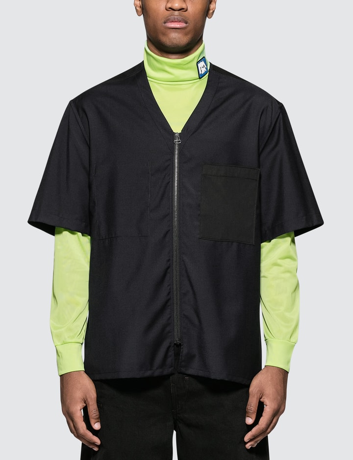 Zipped Shirt with Collar Contrasted Details Placeholder Image
