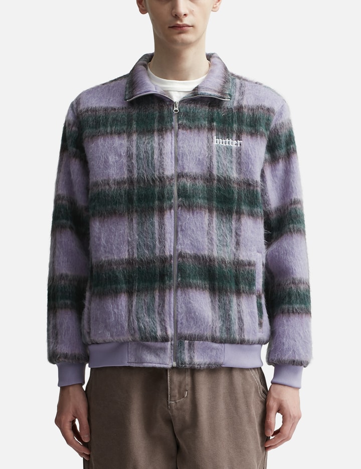 Shop Butter Goods Hairy Plaid Jacket In Purple