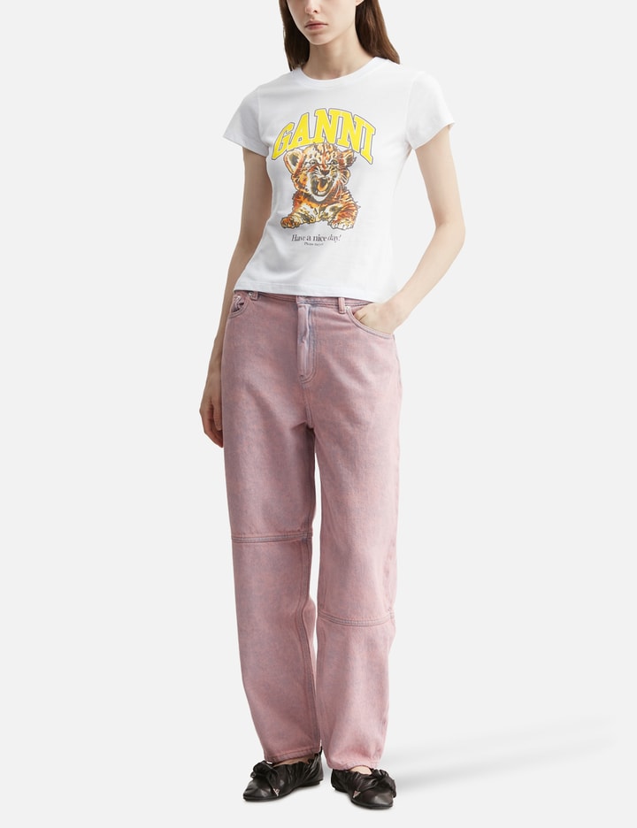 Ganni Cotton Baby Fit T-Shirt With Tiger