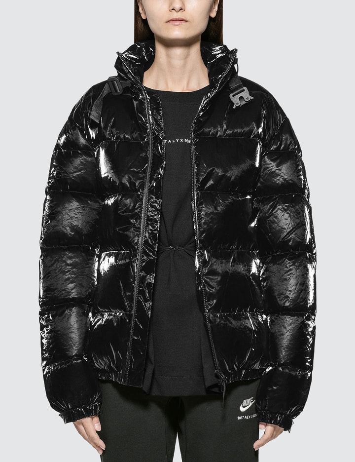 Patent Puffer Jacket With Nylon Buckle Placeholder Image