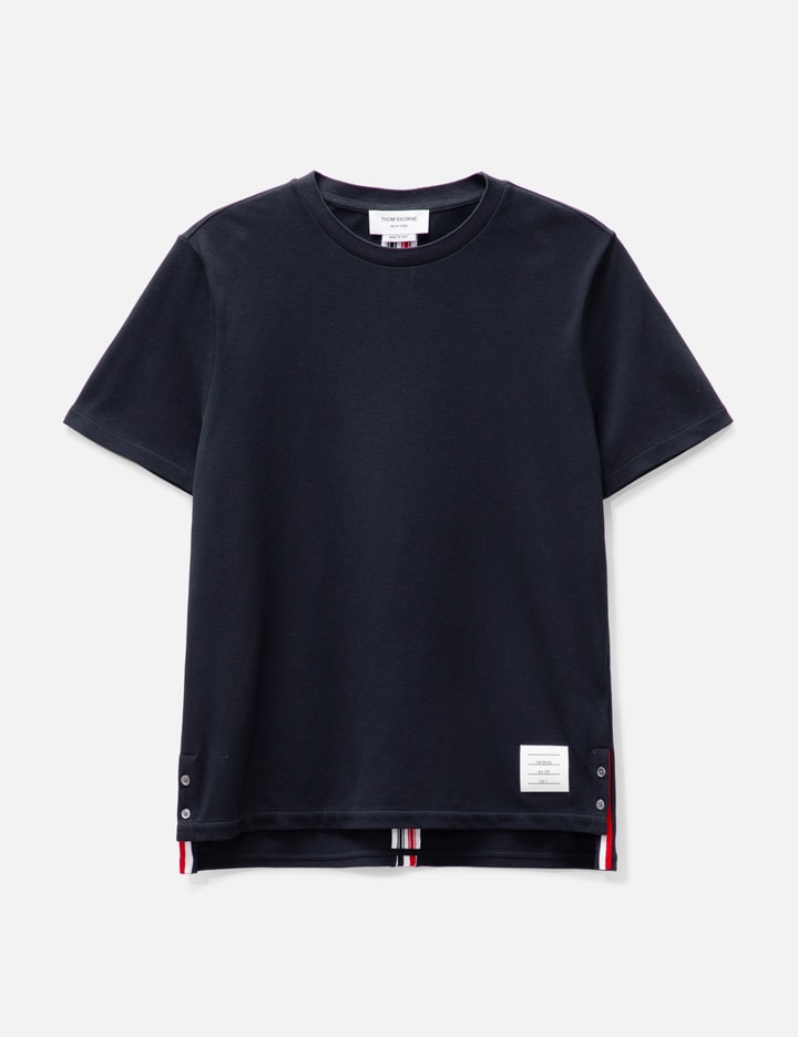 Thom Browne Center Back Stripe Piqué T-shirt In Blue