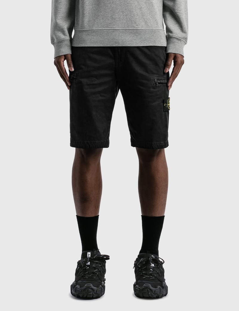 stone island black shorts mens