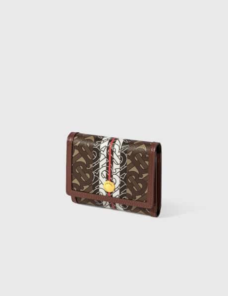 BURBERRY Monogram Stripe E-canvas Strap Wallet Brown