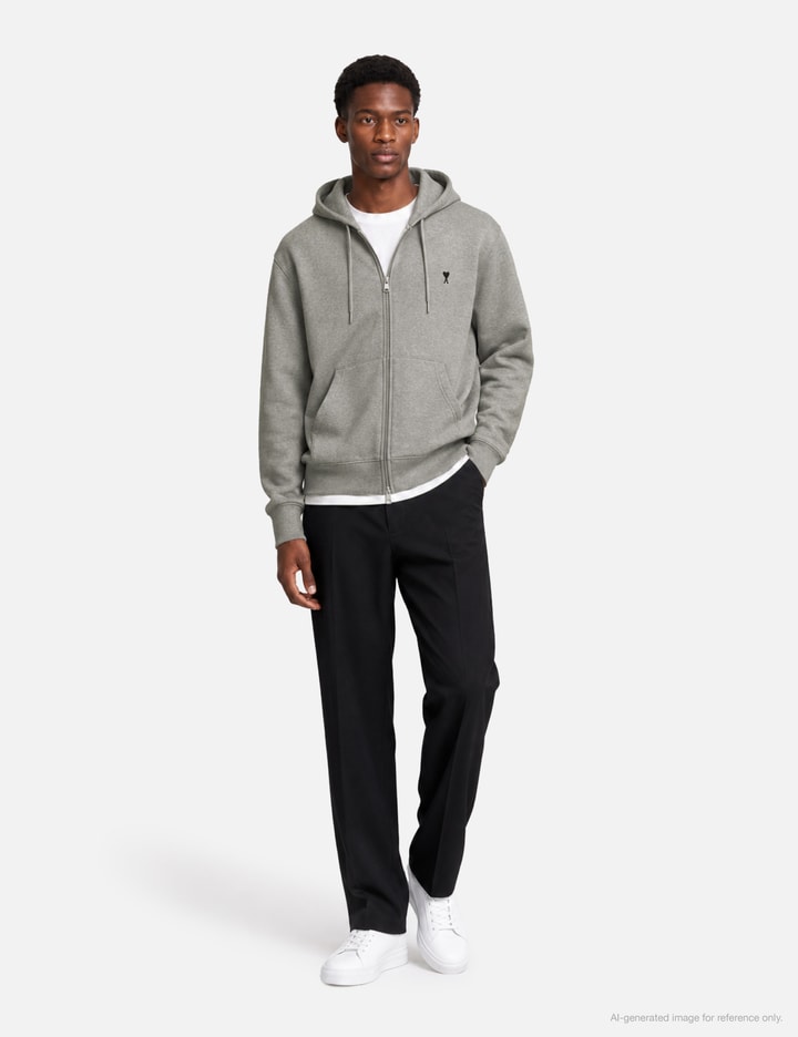 Ami Zipped Cotton Hoodie With Ami De Coeur