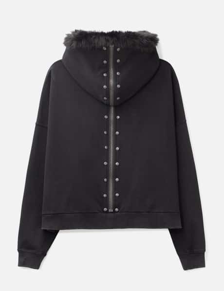 "Nyra" Zip-Up Hoodie With Detachable Fur Trim Hood view 12