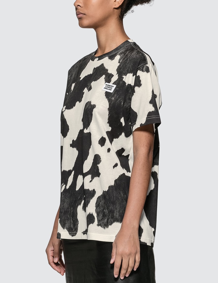 Logo Detail Cow Print Cotton Oversized T-shirt Placeholder Image