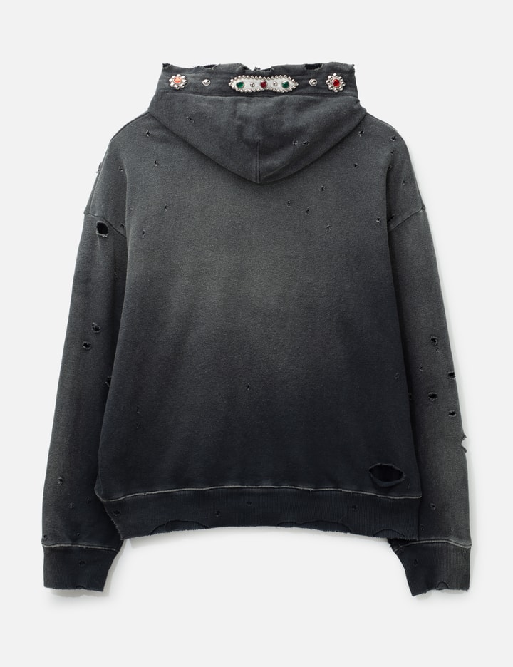 Kapital Embellished Suede-Trimmed Distressed Cotton-Jersey Hoodie